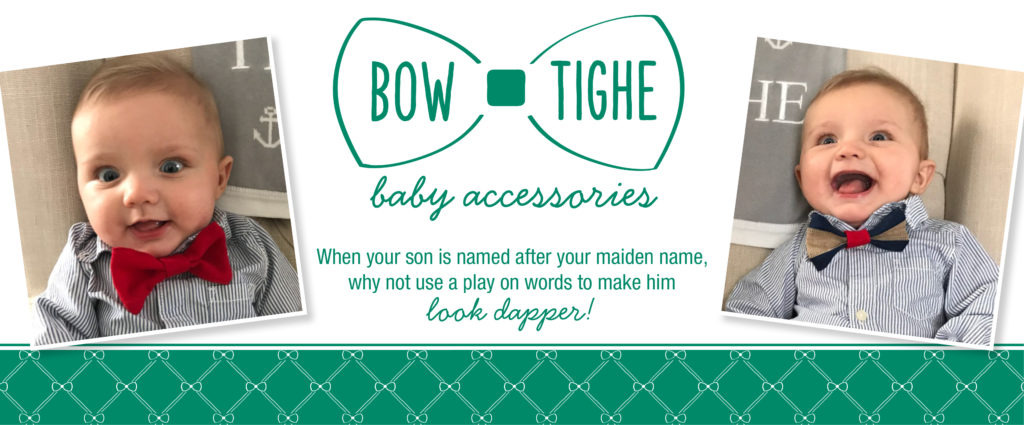 Playful green logo & branding design for baby accessories Etsy shop, Bow TIghe