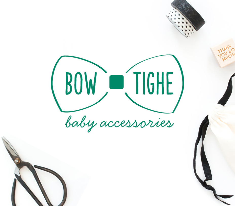 cute & green logo design for Etsy shop, Bow Tighe