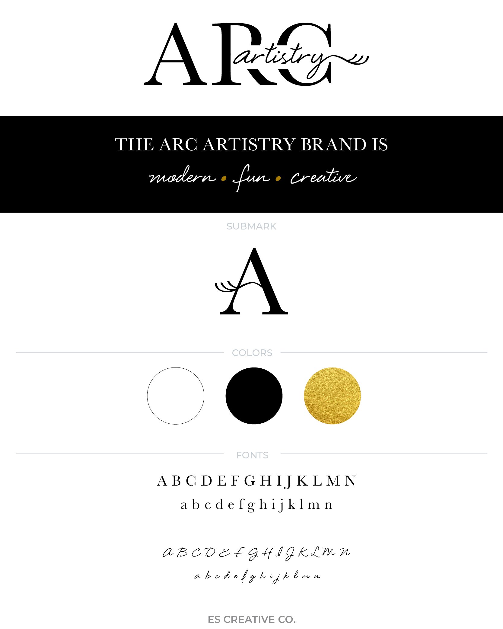 Modern, creative and black logo design for Columbus, OH based makeup artist ARC Artistry