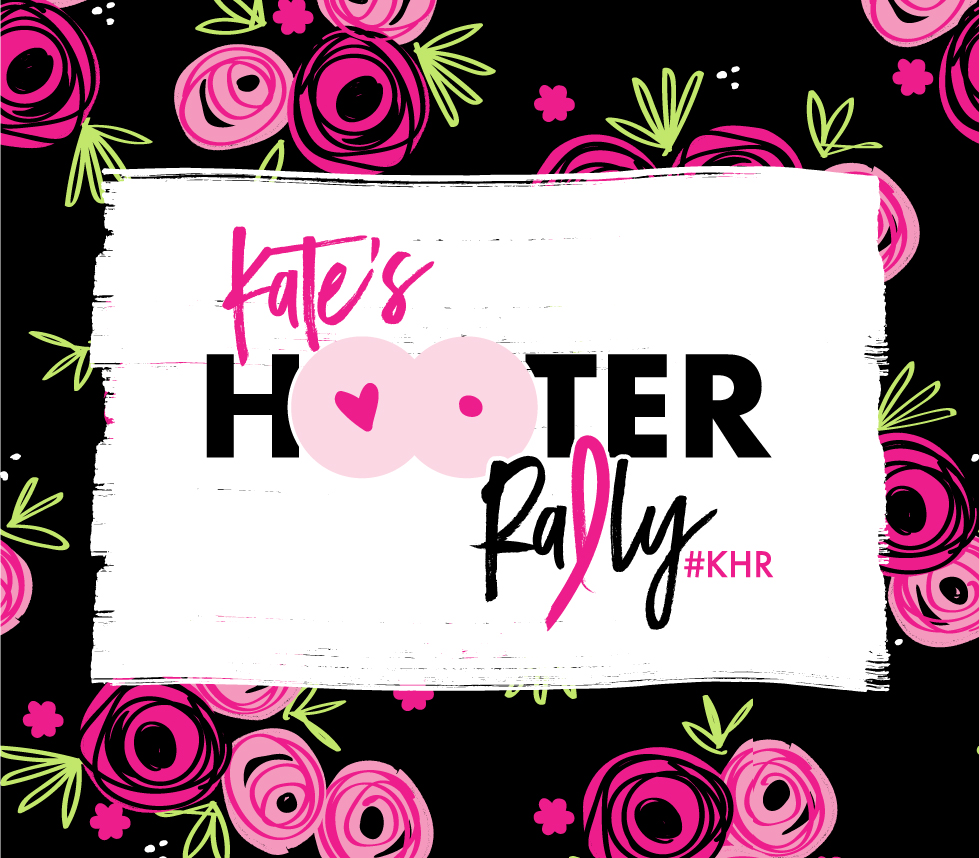 edgy hot pink & black logo design for breast cancer survivor, Kate's Hooter Rally